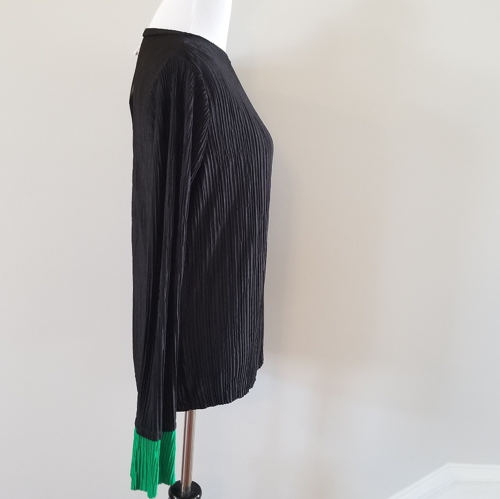 NWT Zara | Black Pleated Blouse with Sleeve Detail - Picture 2 of 5